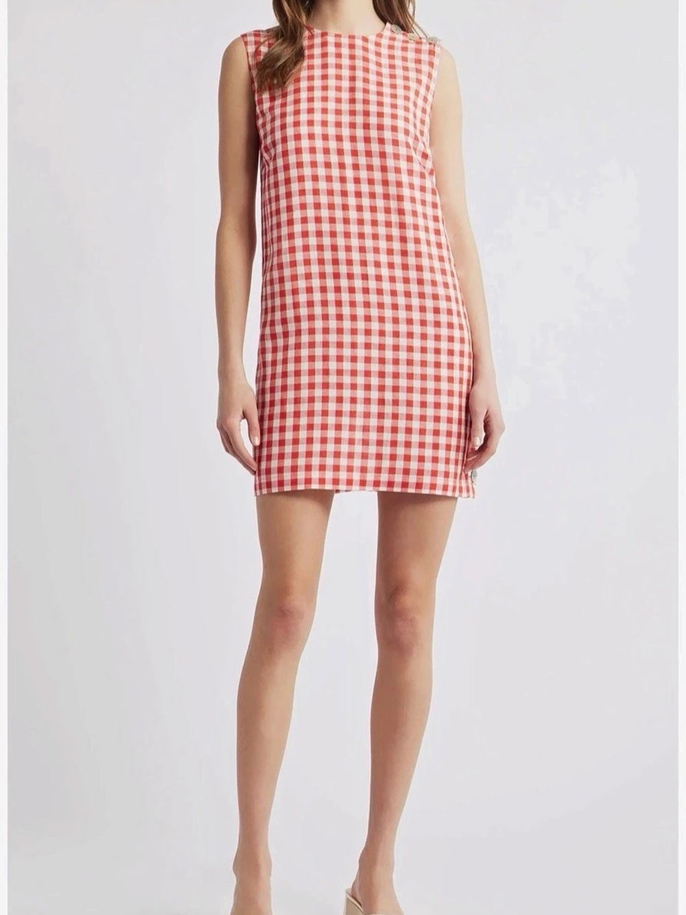 Doen Coralie Gingham Mini Dress in Red & White Like New